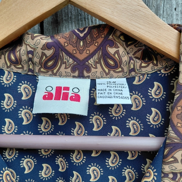 Vintage 80s Alia boho flowy button down caftan shirt Womens size 18 W - Picture 10 of 12